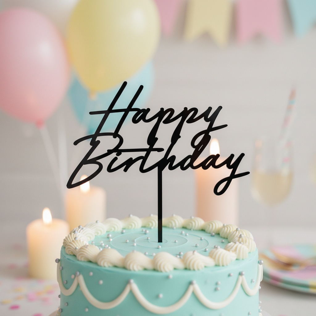 Happy Birthday Akryl Kagetopper Sort