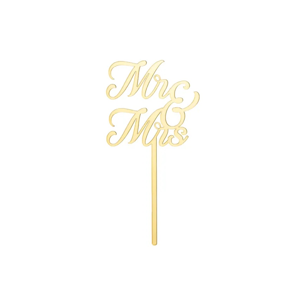 Mr & Mrs Kagetopper Guld - 1 stk (16,5 cm) | Bryllup Kagefigur / kagetopper - Temashop