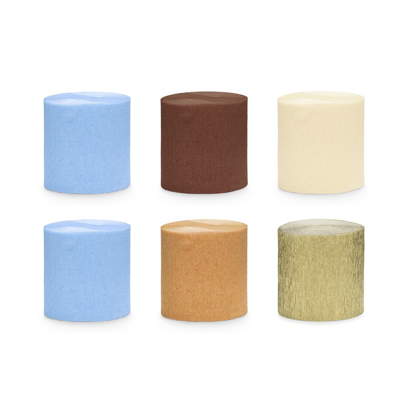 Crepe Ruller Blå/Brun - 6 stk (5 cm x 10 m) - Temashop