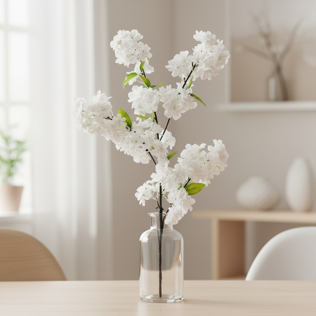 Kunstig Blooming Cherry Blomst Hvid