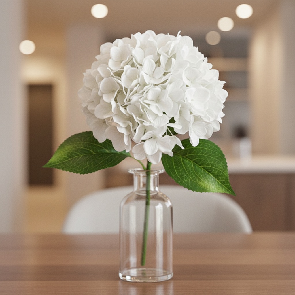 Kunstig Premium Hortensia Blomst Hvid