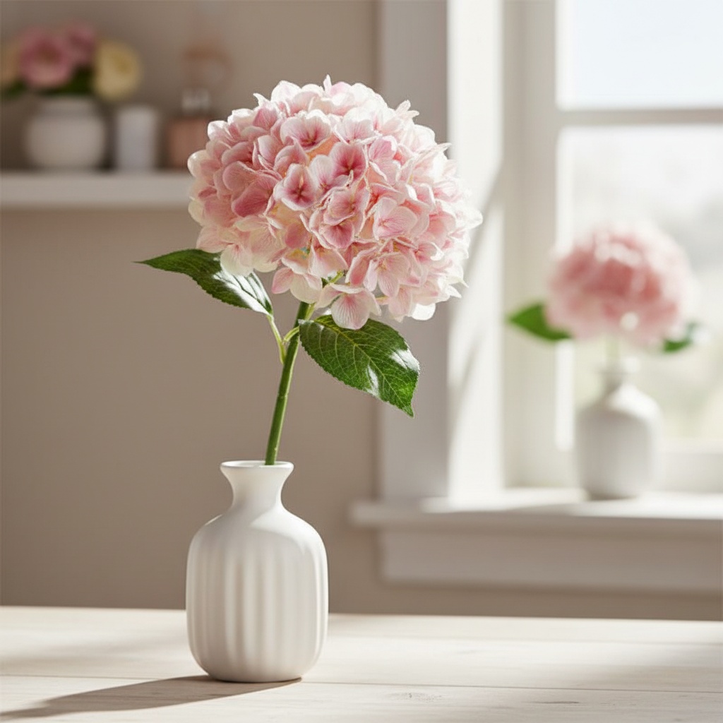 Kunstig Premium Hortensia Blomst Lyserød