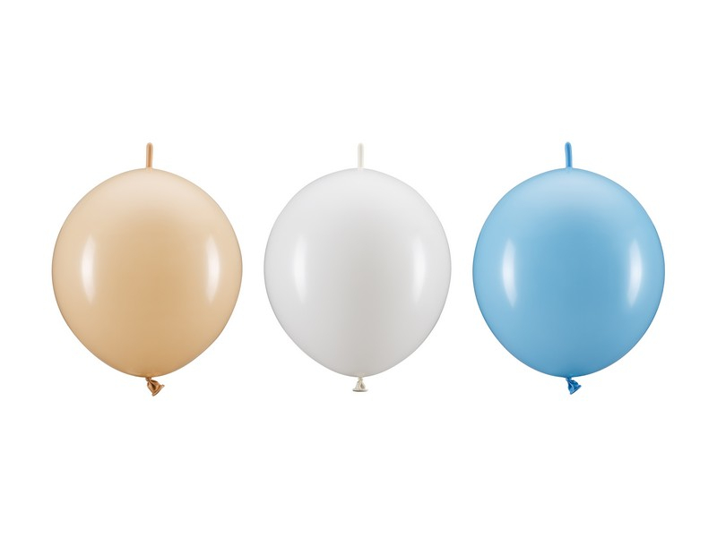 Linking Balloner Blå/Hvid/Beige - 20 stk (33 cm) - Temashop