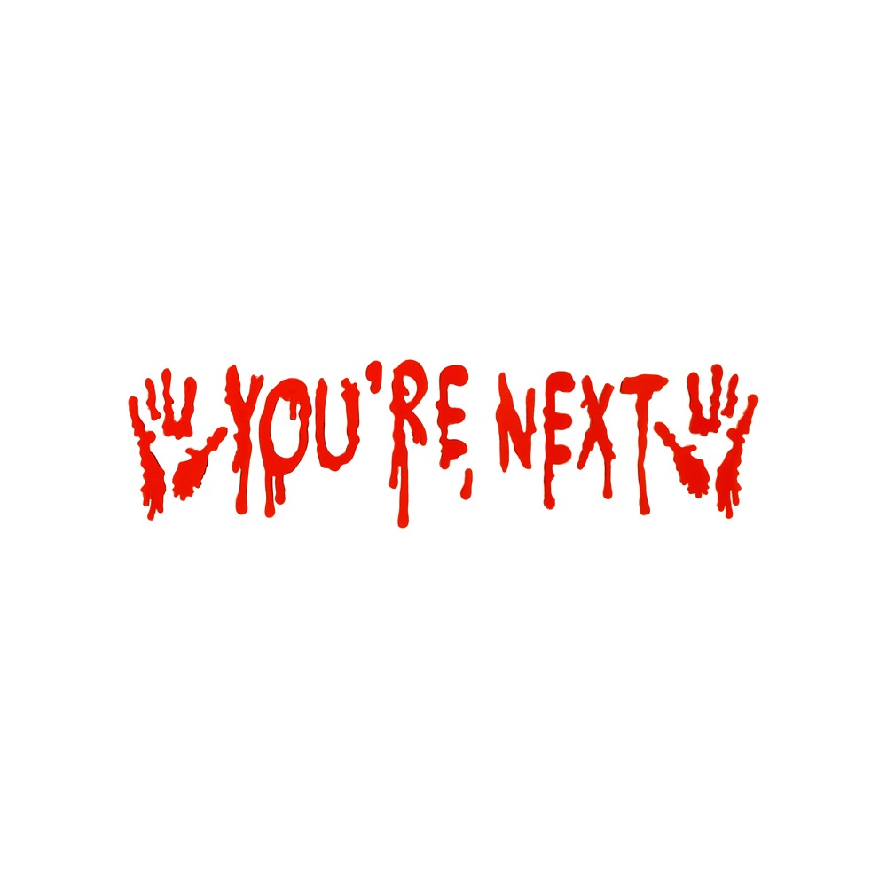 You're Next Vinduesklistermærke - 1 stk (14 x 48,5 cm) | Blodstænk Klistermærke - Temashop