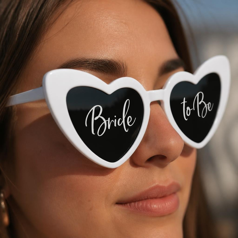 Hjerteformede Bride To Be Briller Hvid (14,8 x 6 cm) | Bachelorette Briller - Hovedtilbehør - Temashop