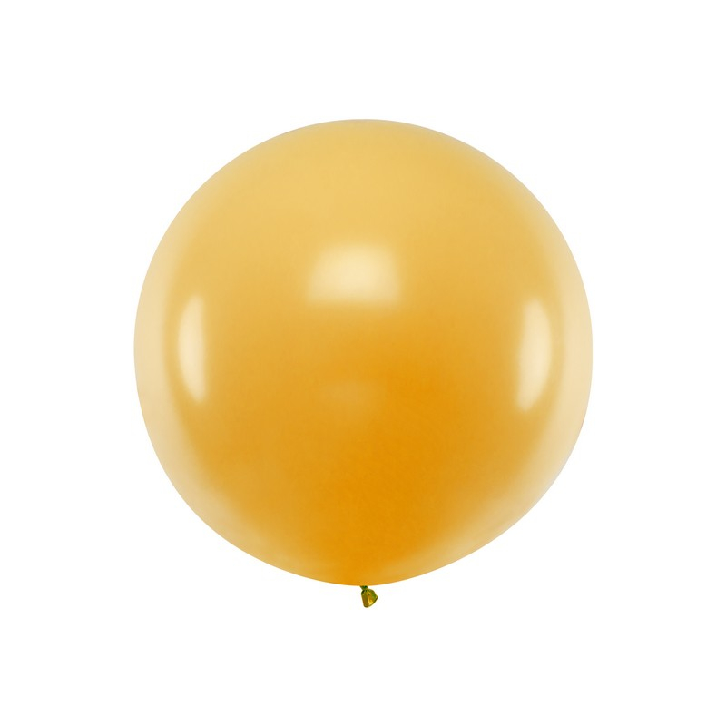 Stor Rund Ballon Metallisk Guld - 1 stk (100 cm) | Gul tema Latexballoner - Temashop