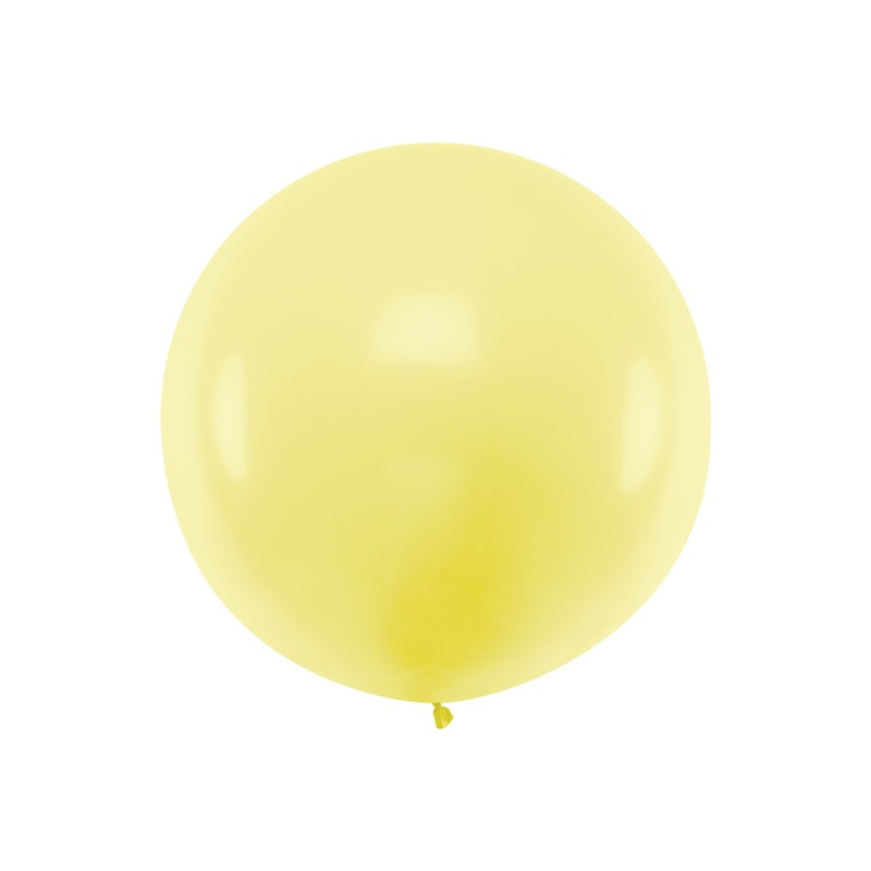 Stor Rund Ballon Pastel Gul - 1 stk (60 cm) | Gul tema Latexballoner - Temashop