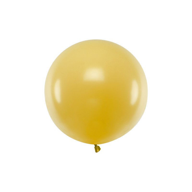 Stor Rund Ballon Metallisk Guld - 1 stk (60 cm) | Gul tema Latexballoner - Temashop