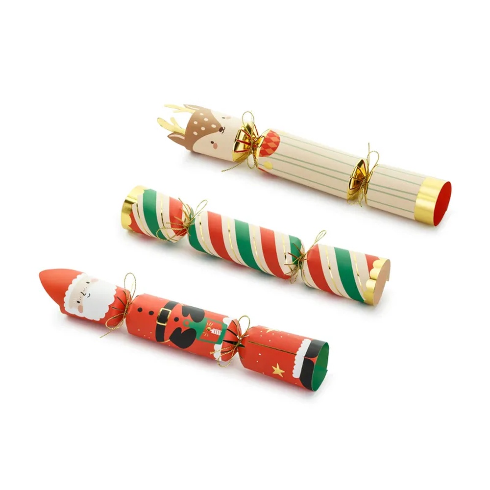 Julemand & Rensdyr Juleknallert Æsker - 3 stk (32 cm) | Jul Knallerter - Temashop