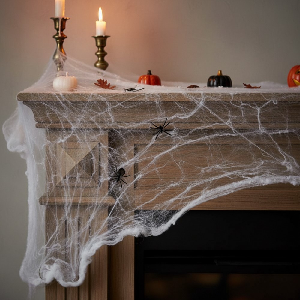 Halloween Spindelvæv Med Edderkopper 200g