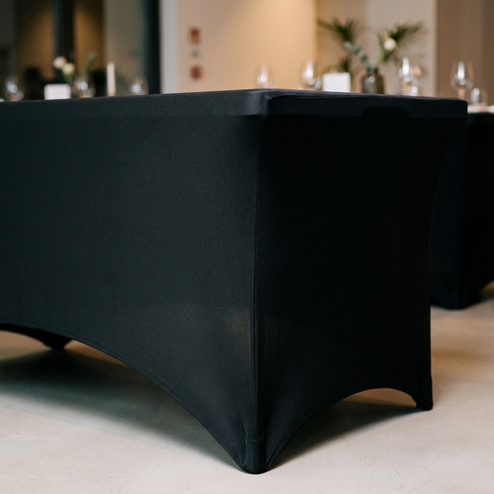 Spandex Bord Overtræk Sort - 1 stk (183 x 76 x 74 cm) | Sort tema Bordskørt - Temashop