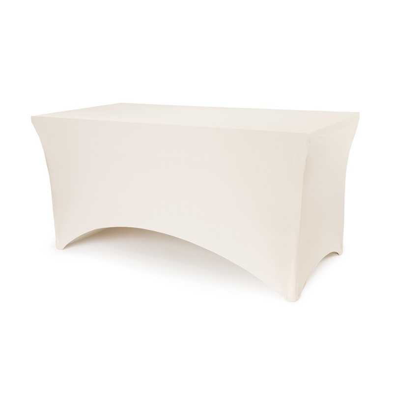 Spandex Bord Overtræk Cappuccinohvid - 1 stk (183 x 76 x 74 cm) | Hvidt tema Bordskørt - Temashop