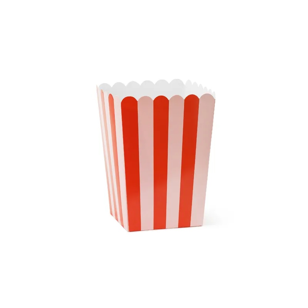 Klassiske Popcornbægre Rød/Hvid - 6 stk (5 cm) | Mad Bægre - Temashop