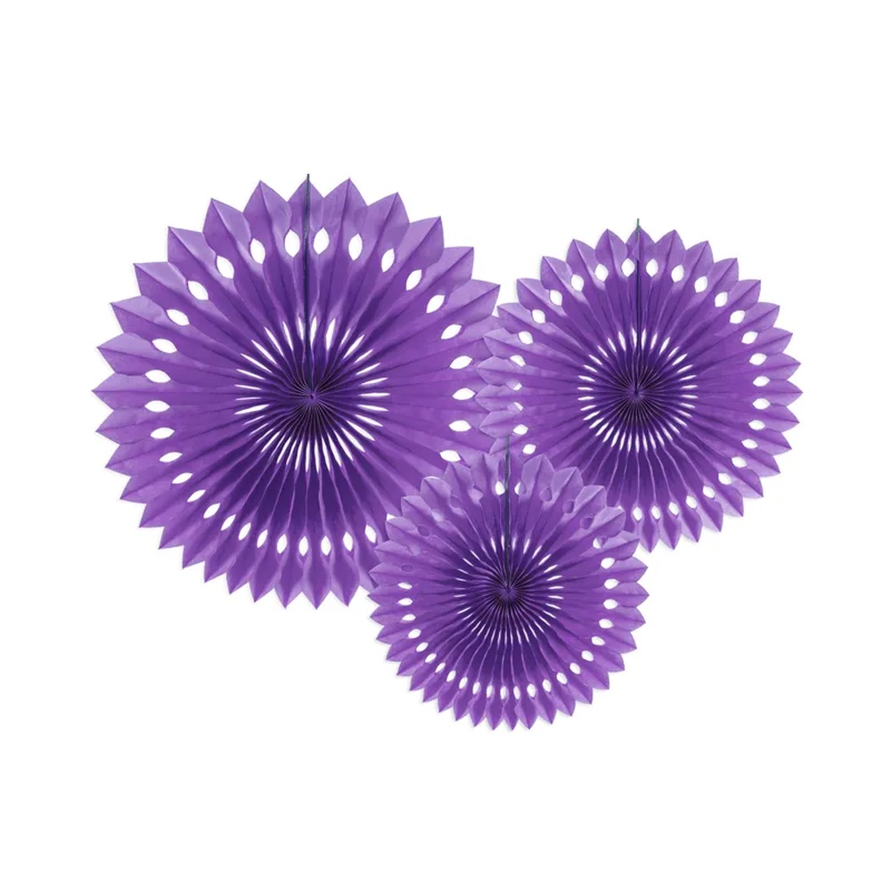 Rosetter Lilla - 3 stk (20-30 cm) | Lilla tema Vifter / Rosetter - Temashop