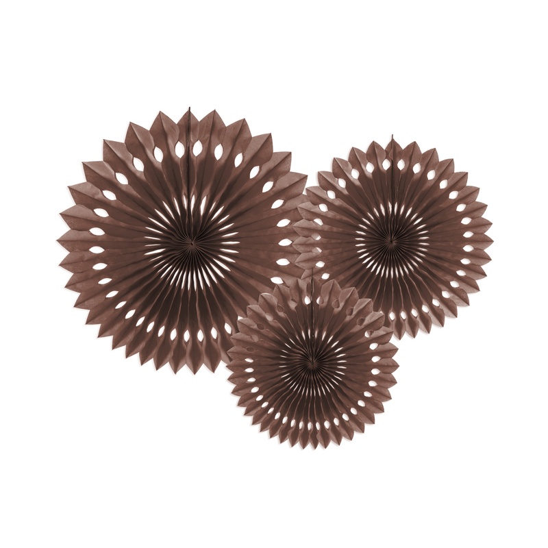 Rosetter Brun - 3 stk (20 cm & 25 cm & 30 cm) | Brun Tema Vifter / Rosetter - Temashop