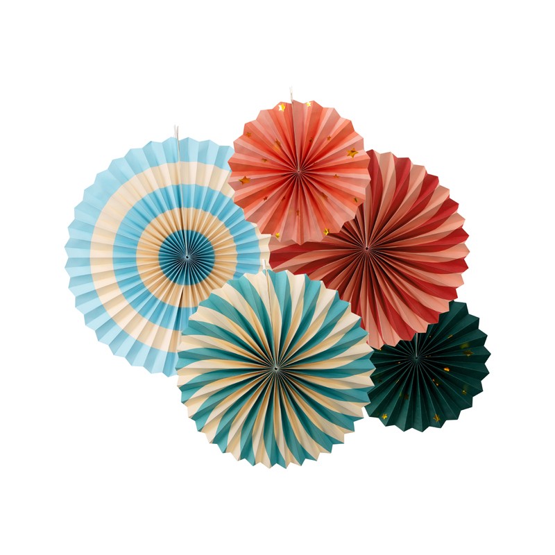 Cirkus Rosetter - 5 stk (26 - 43 cm) | Cirkus Vifter / Rosetter - Temashop