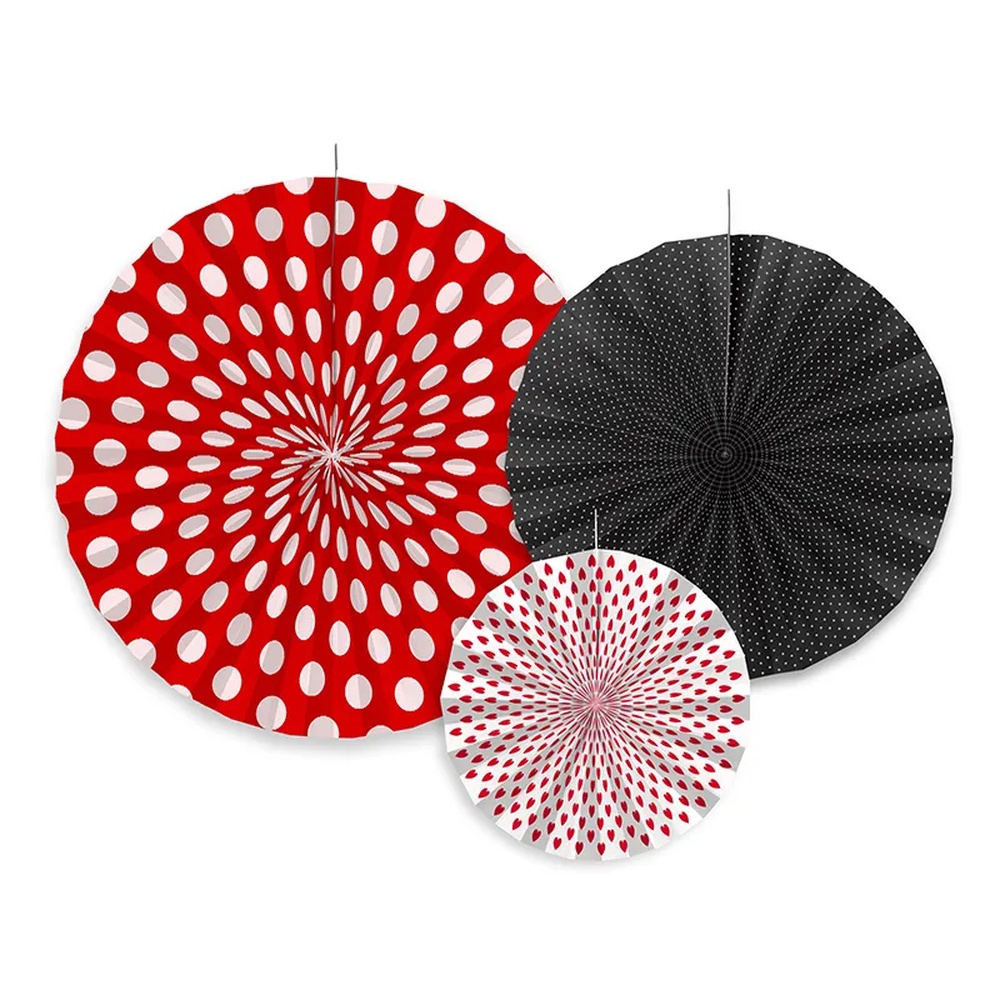 Rosetter Rød/Sort - 3 stk (23-40 cm) - Temashop