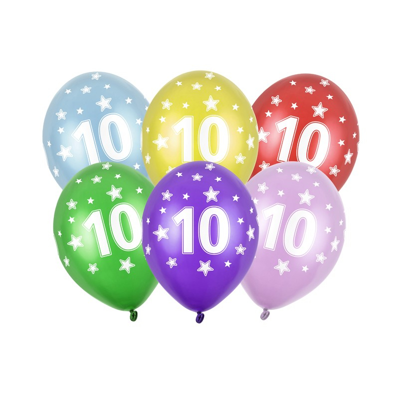 10 Års Metalliske Tal Latexballoner - 50 stk (30 cm) | 10 år Latexballoner - Temashop