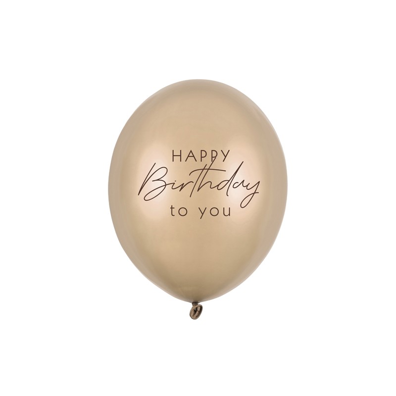 Happy Birthday To You Latexballoner Cold Gold - 6 stk (30 cm) | Fødselsdag Latexballoner - Temashop
