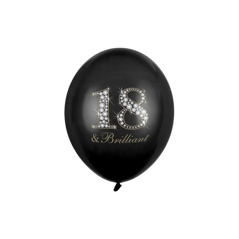 18 & Brilliant Latexballoner Sort - 50 stk (30 cm) | 18 år Latexballoner - Temashop