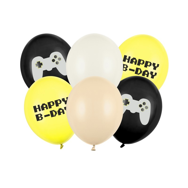 Gaming Happy Birthday Balloner - 6 stk (30 cm) | Computerspil Latexballoner - Temashop