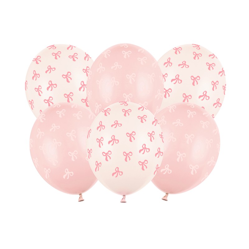 Sløjfe Latexballoner Lyserød - 6 stk (30 cm) | Lyserødt Tema Latexballoner - Temashop