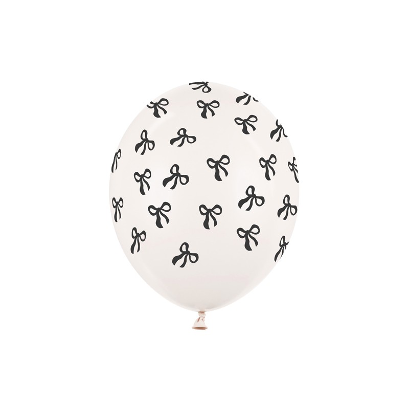 Sløjfe Latexballoner Hvid/Sort - 6 stk (30 cm) - Temashop
