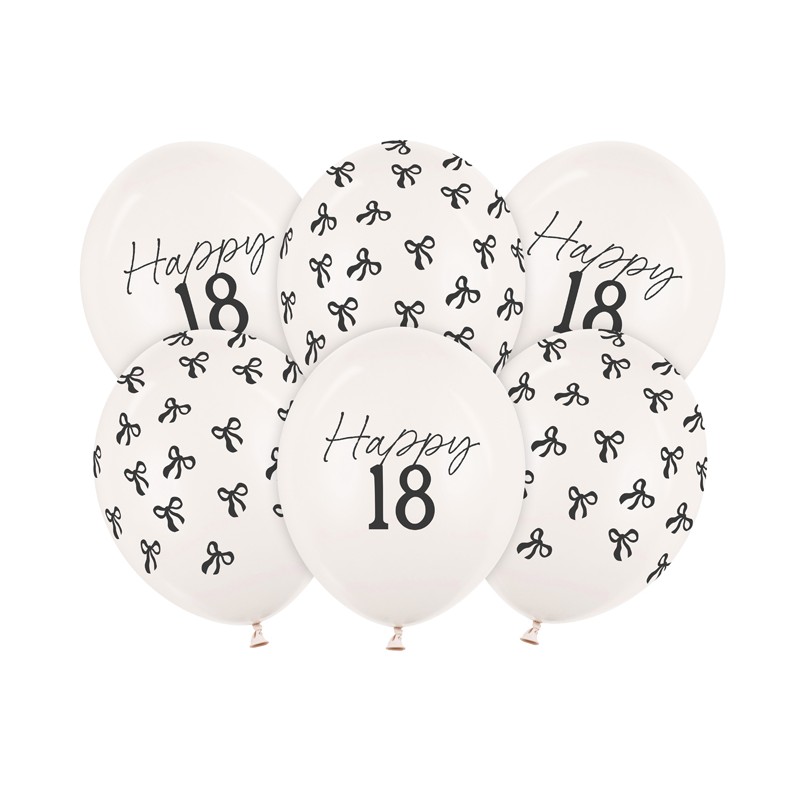 Happy 18 Års Fødselsdag Latexballoner Off-White