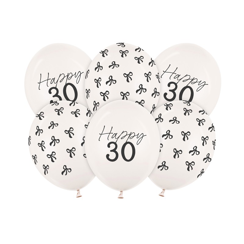 Happy 30 Års Fødselsdag Latexballoner Off-White