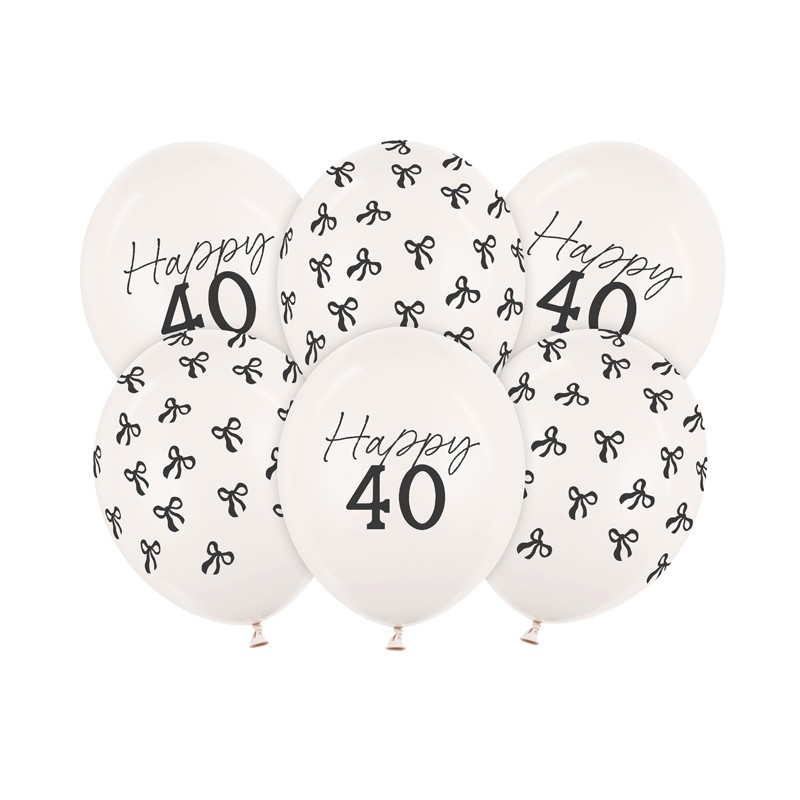 Happy 40 Års Fødselsdag Latexballoner Off-White