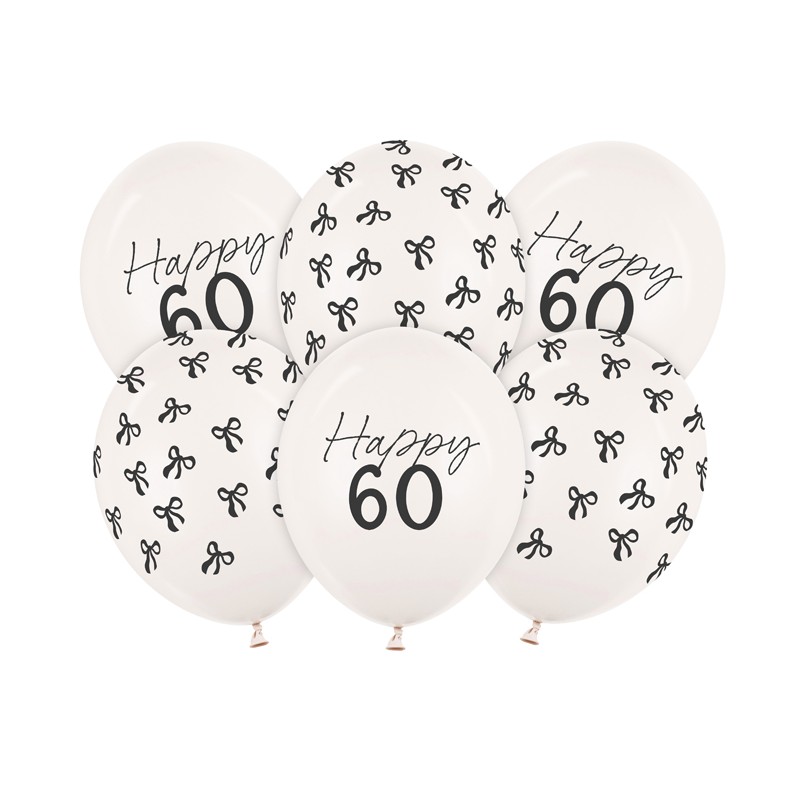 Happy 60 Års Fødselsdag Latexballoner Off-White