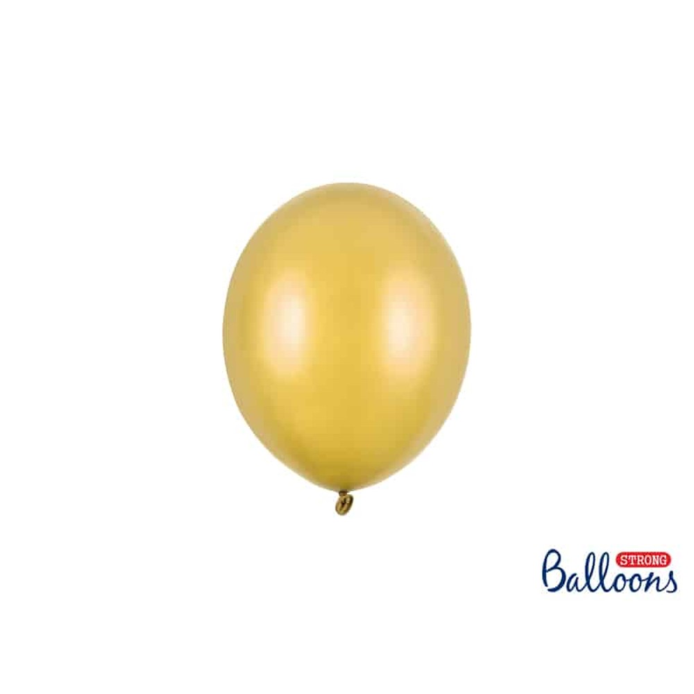 Små Balloner Metallic Gold - 10 stk (12 cm) | Guld tema Latexballoner - Temashop
