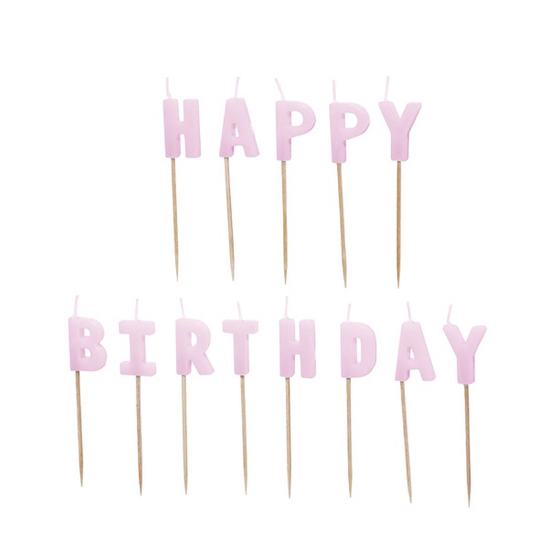 Happy Birthday Kagelys Violet - 13 stk (2.5 cm) | Fødselsdag Kagelys - Temashop