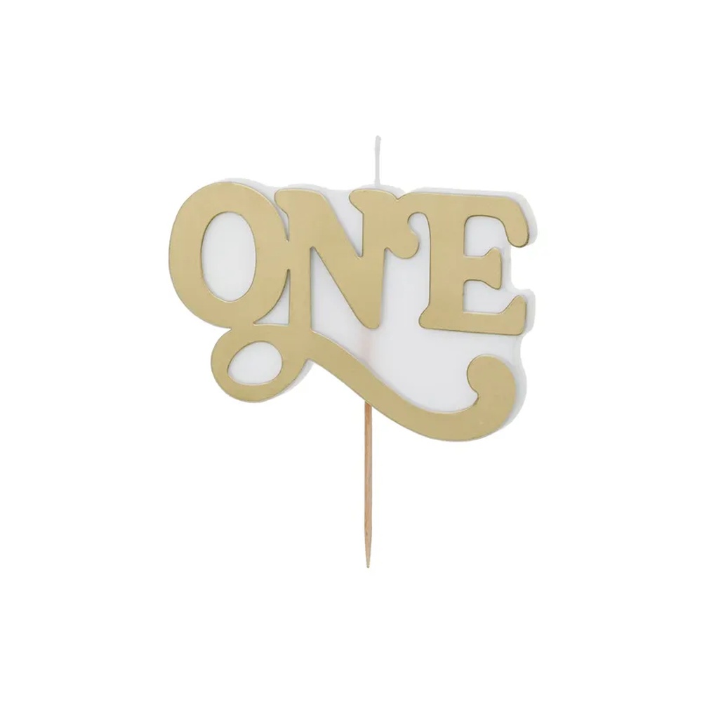 One Kagelys Guld - 1 stk (3,8 x 6,5 cm) | 1 år Kagelys - Temashop