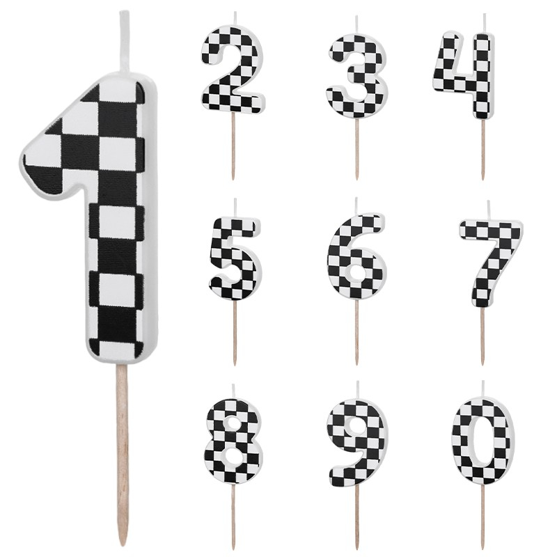 Tal Kagelys Racer - 1 stk (5,5 cm) | Racerløb tema Kagelys - Temashop