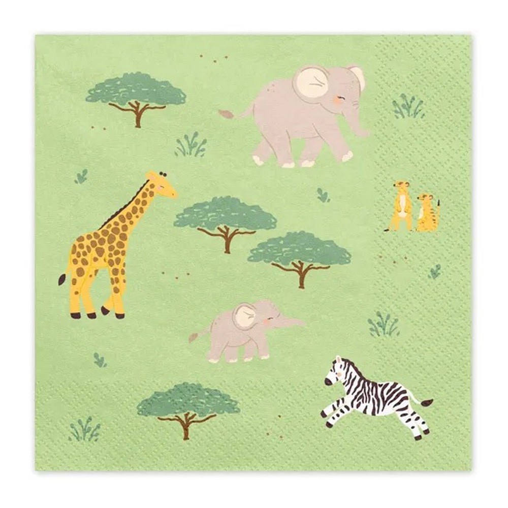 Safari Servietter - 12 stk (33 x 33 cm) | Safari Servietter - Temashop