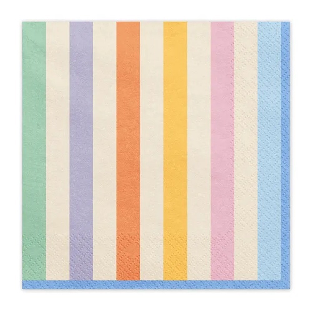 Stribede Servietter Pastel Multi - 20 stk (33 x 33 cm) | Pastel Servietter - Temashop