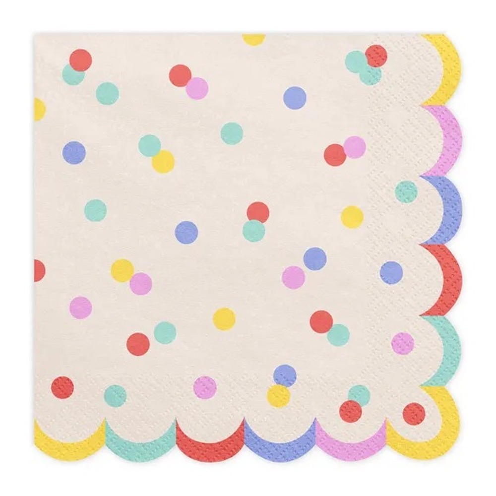 Konfetti Servietter Multi - 20 stk (33 x 33 cm) | Konfetti tema Servietter - Temashop