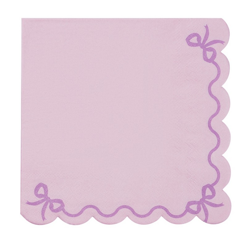 Sløjfe Servietter Lilla - 12 stk (33 x 33 cm) | Lilla tema Servietter - Temashop
