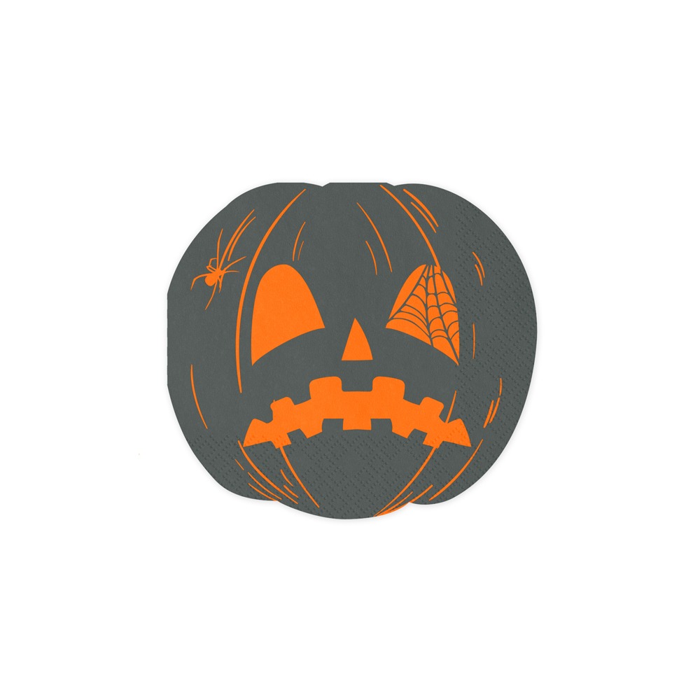 Halloween Servietter Græskar Sort/Orange - 20 stk (33 x 30 cm) | Græskar Servietter - Temashop