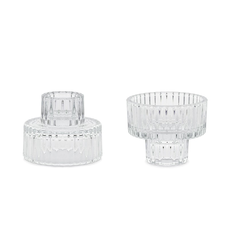 2-i-1 Glas Lysestager - 4 stk (6,5 x 5,5 cm) - Temashop