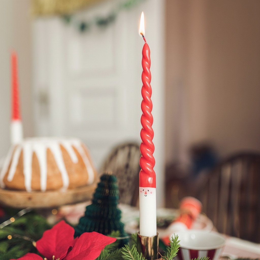 Julemand Snoede Lys - 2 stk (25 cm) | Julepynt Lys / lysestager - Temashop