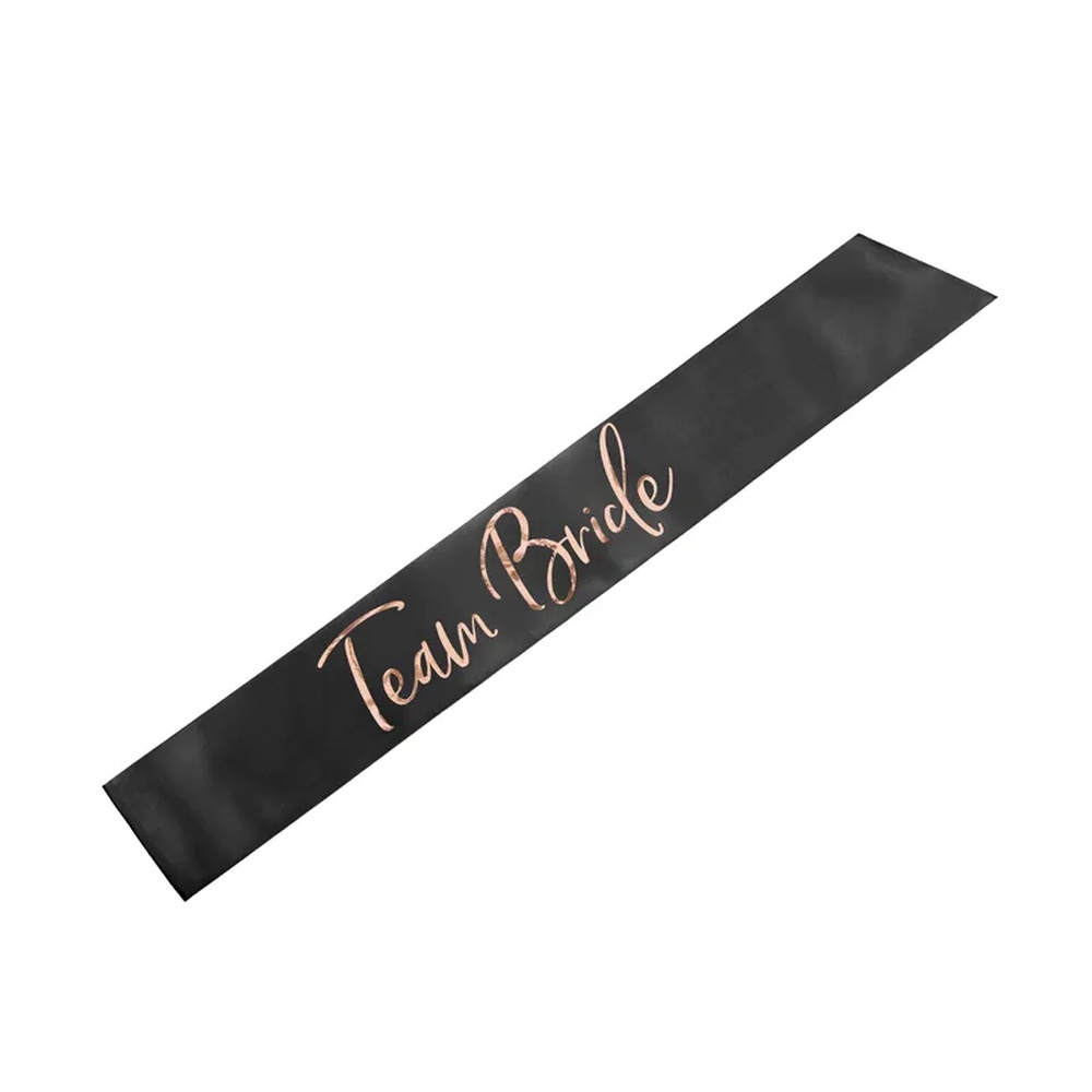 Team Bride Satin Skråbånd Sort (75 x 10 cm) | Bachelorette Skråbånd - Festtilbehør - Temashop