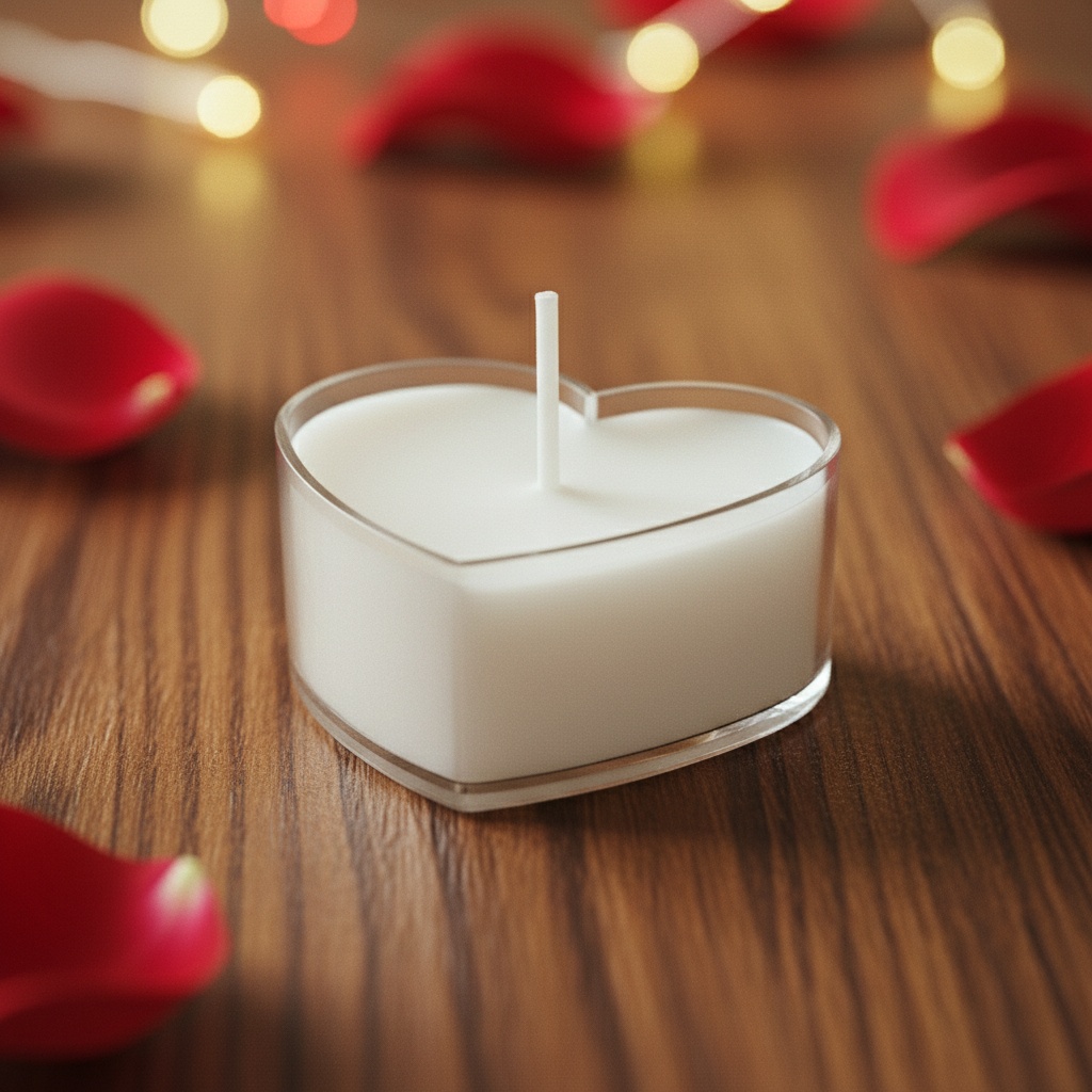 Hjerte Fyrfadslys Hvid - 10 stk (4 cm) | Valentinsdag Lys / lysestager - Temashop