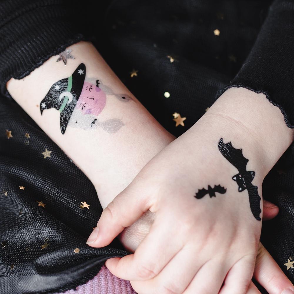 Falske Halloween Tatoveringer - 20 stk | Heks Falske tatoveringer - Temashop