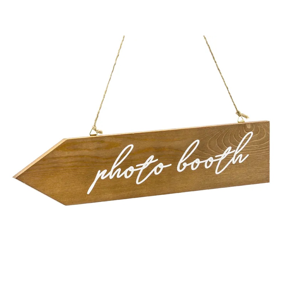 Photo Booth Vejviser Træskilt - 1 stk (5 cm) | Bryllup Skilte - Temashop