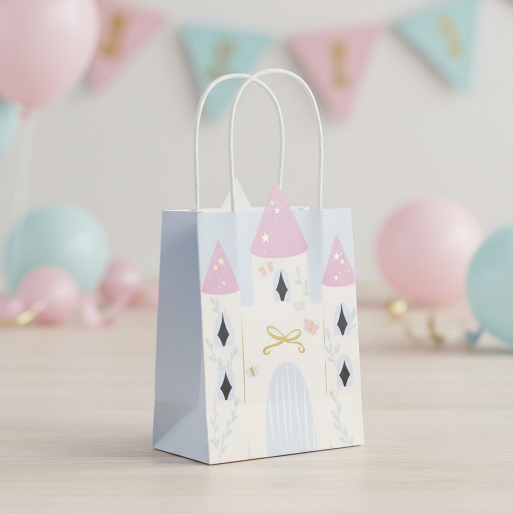 Prinsesseslot Gavepose - 1 stk (14 x 8 x 20 cm) | Prinsesse Poser / Goodiebags - Temashop