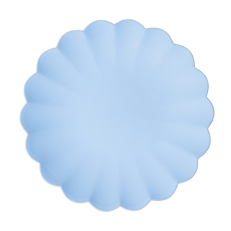 Pastel Plasttallerkener Lyseblå - 4 stk (22 x 22 cm) | Lyseblåt Tema Tallerkner - Temashop