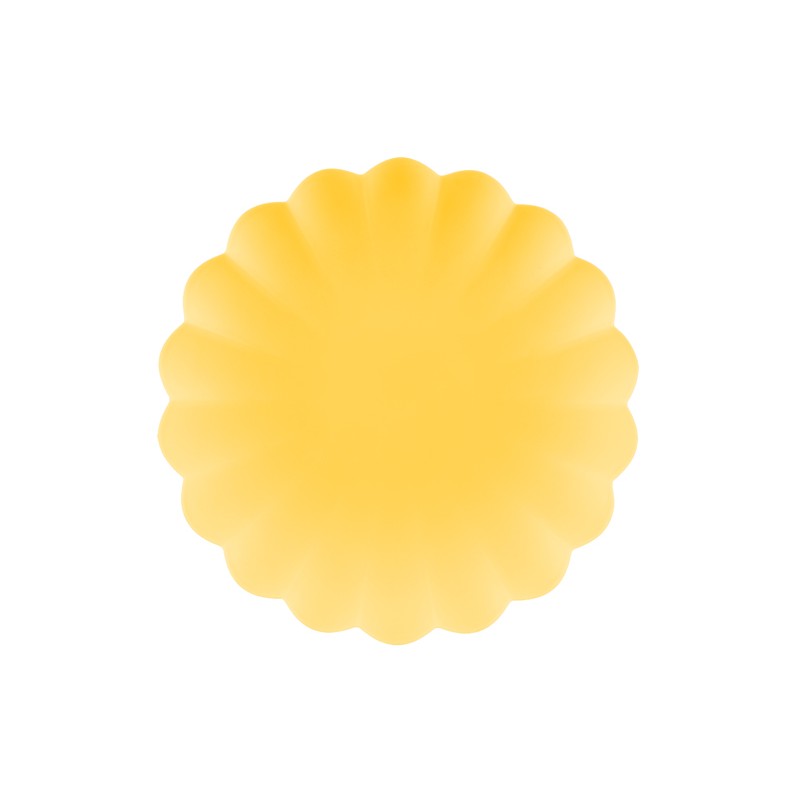 Riflede Plasttallerkener Gul - 4 stk | Gul tema Tallerkner - Temashop