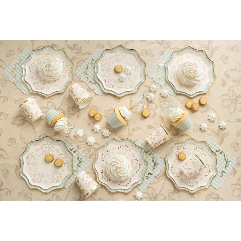 Blomster Paptallerkener Beige